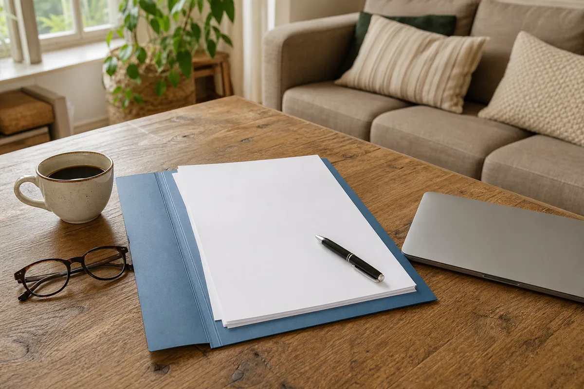 Préparation du dossier d&rsquo;immatriculation avec documents et ordinateur portable