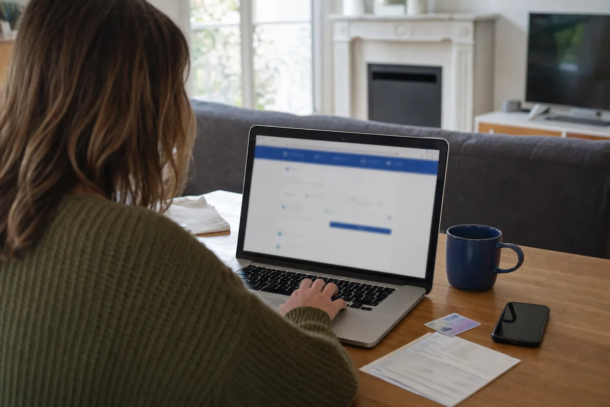 Demande de duplicata de carte grise effectuée en ligne sur un ordinateur portable